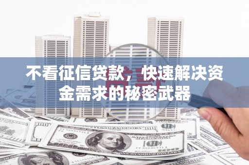 阳新不看征信贷款，快速解决资金需求的秘密武器