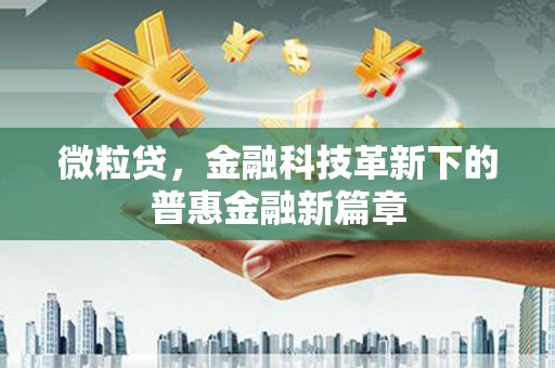 阳新微粒贷，金融科技革新下的普惠金融新篇章