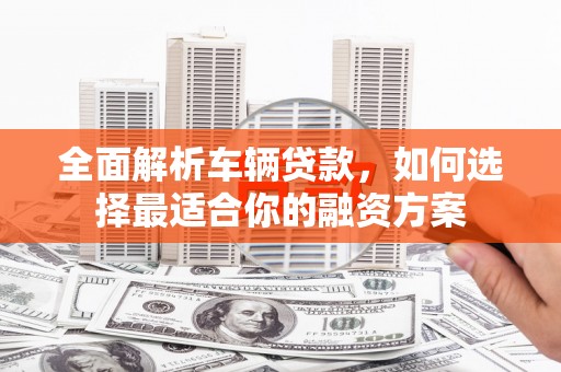 阳新全面解析车辆贷款，如何选择最适合你的融资方案