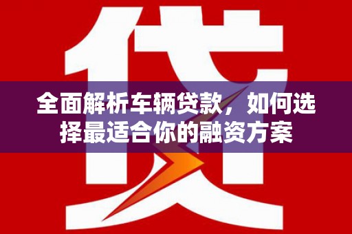 阳新全面解析车辆贷款，如何选择最适合你的融资方案
